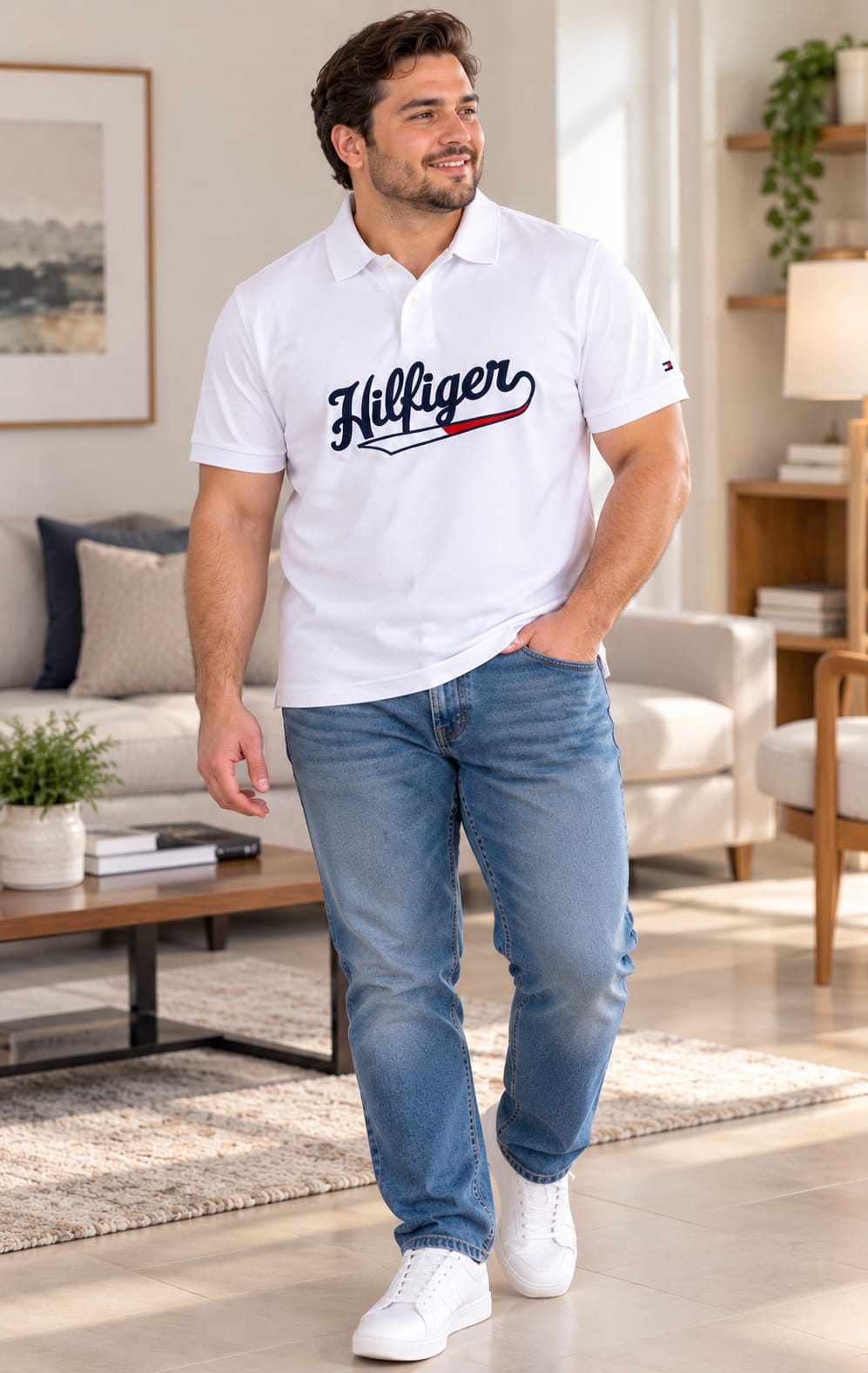 Playera para Hombre Blanca con Diseño Gráfico Frontal Tommy Hilfiger