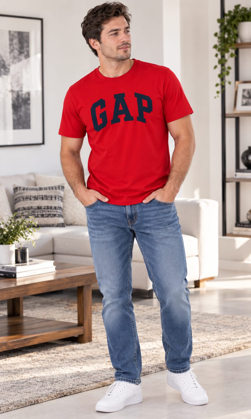 Playera GAP para Hombre Roja con Logo Cuello Redondo