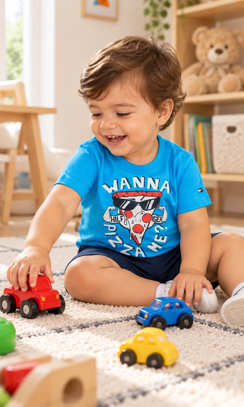 Playera Tommy Hilfiger para Bebé Talla 18 Meses Color Celeste