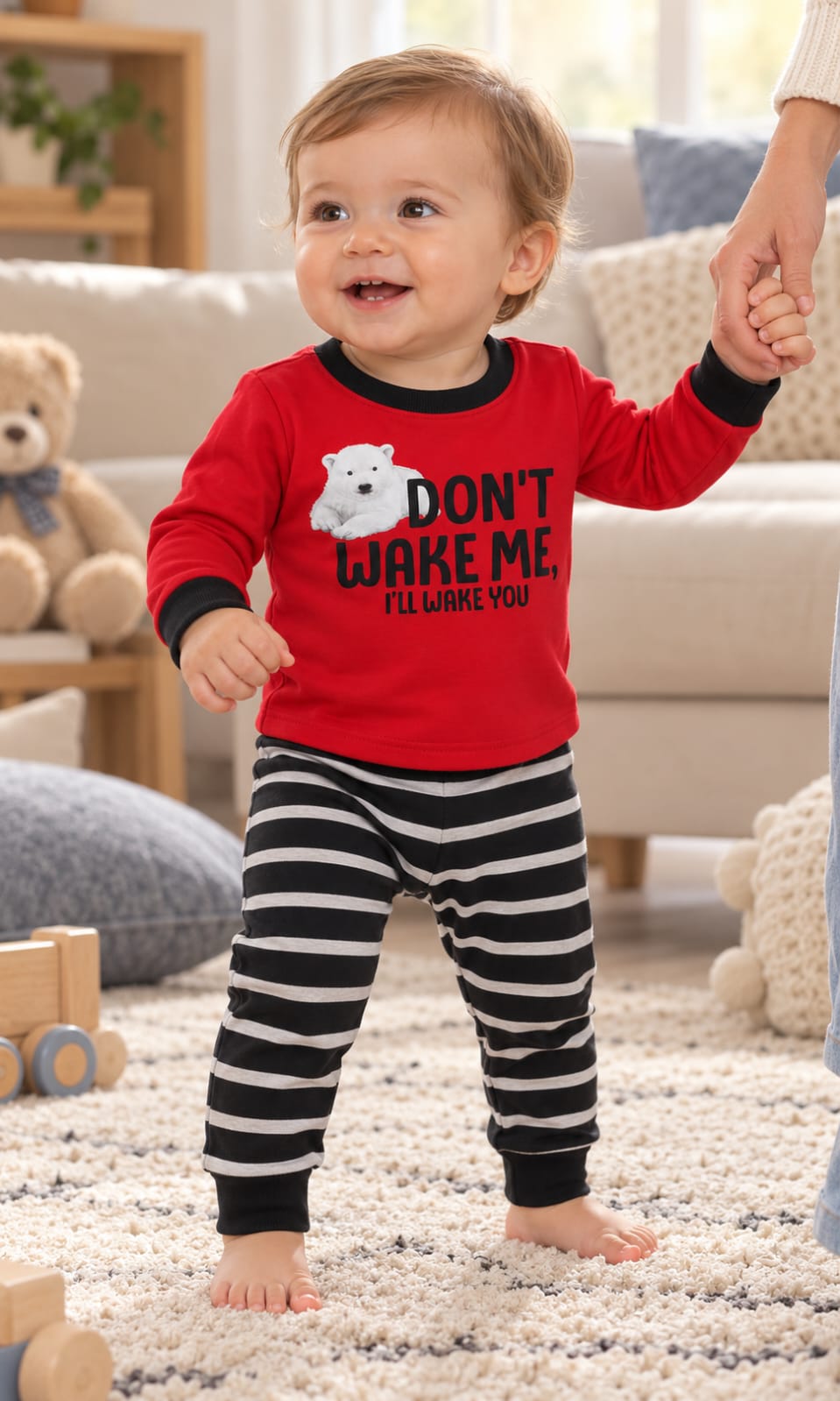 Set de 2 Pijamas para Bebé Carters de 12 Meses en Gris, Negro y Rojo