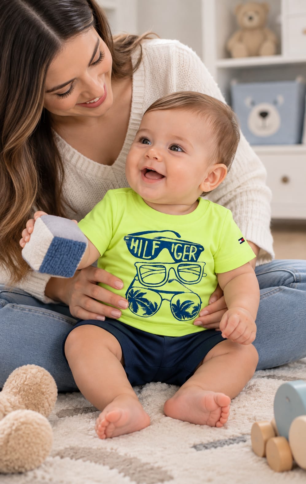 Playera Tommy Hilfiger de Manga Corta para Bebé 3 a 6 Meses Verde