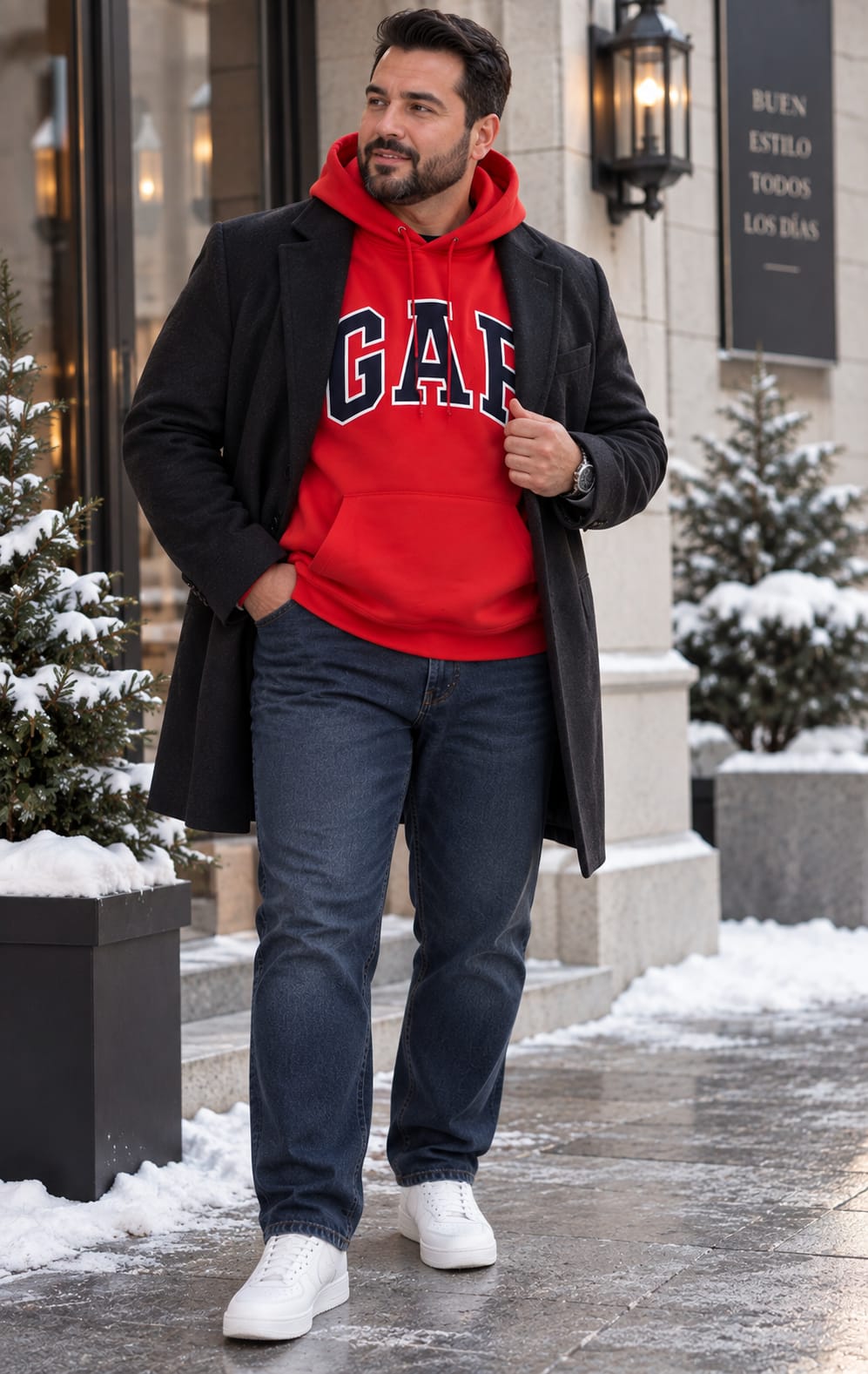 Sudadera GAP para Hombre Roja con Capucha y Bolsillo Frontal
