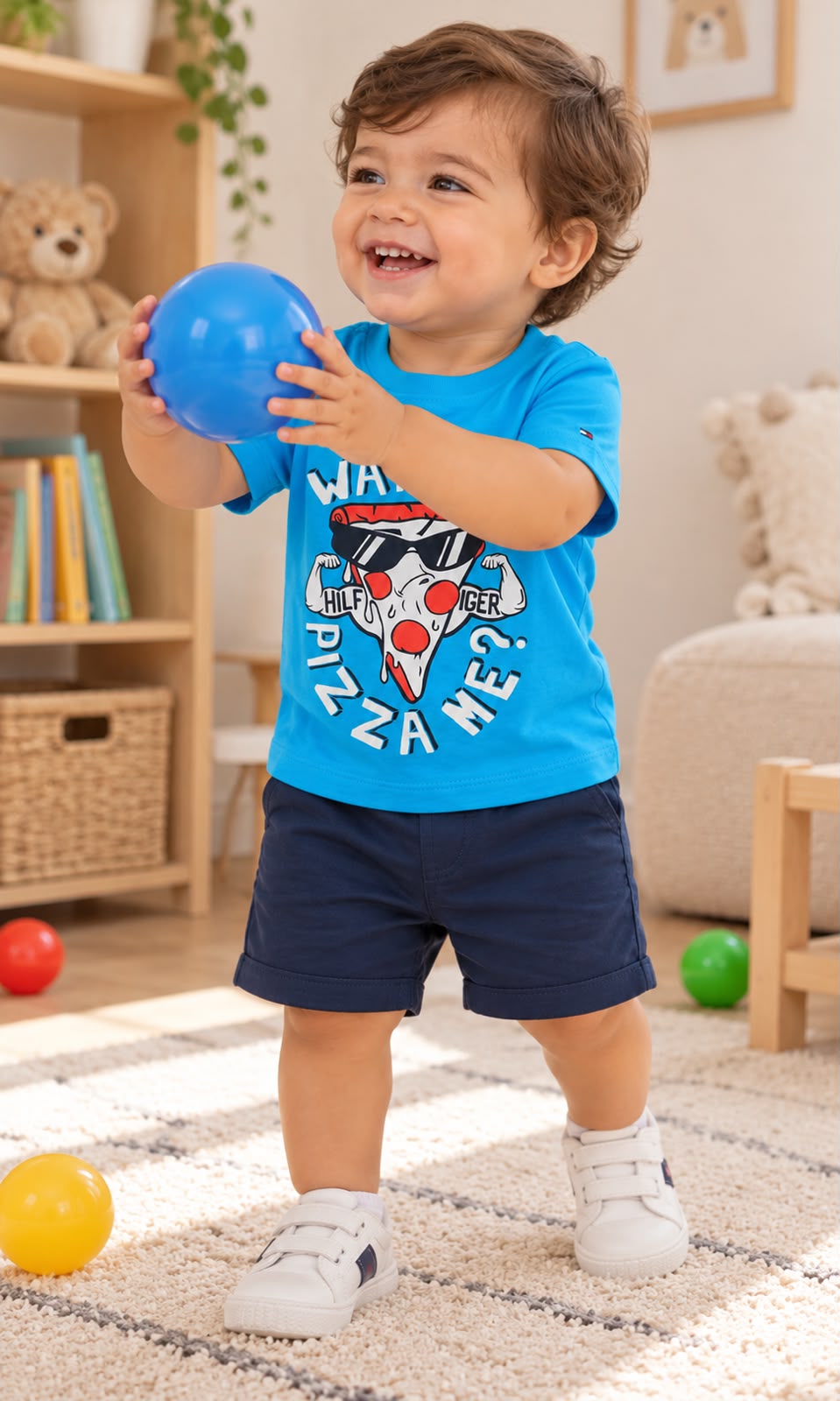 Playera Tommy Hilfiger para Bebé Talla 18 Meses Color Celeste