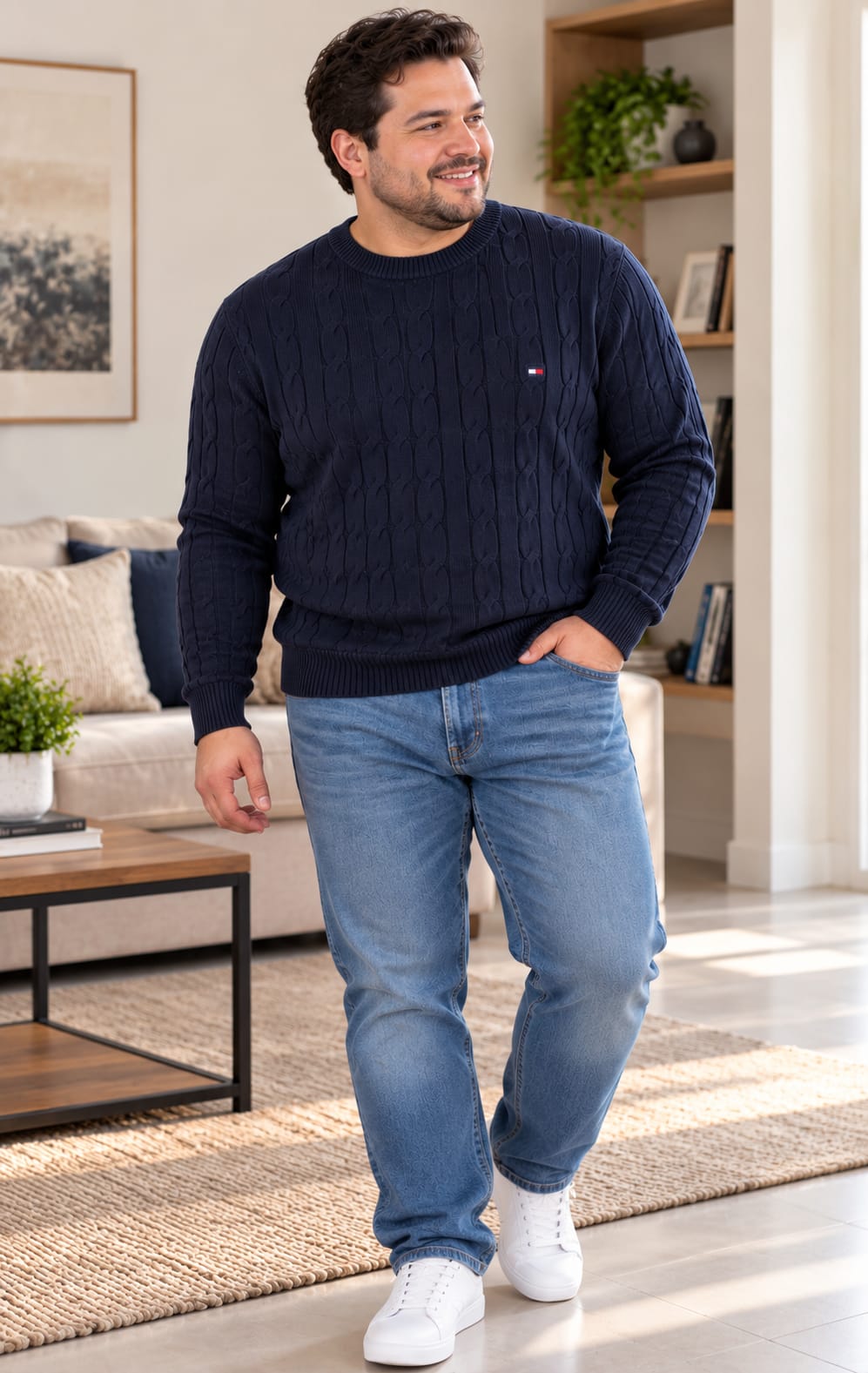 Suéter para Hombre Azul Marino con Tejido Trenzado Tommy Hilfiger