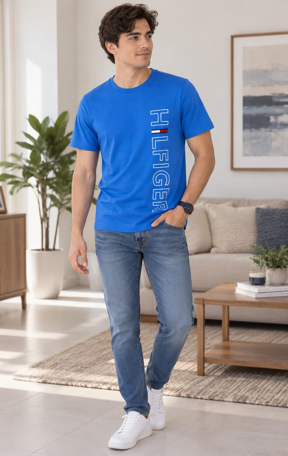 Playera para Hombre Azul Cuello Redondo Tommy Hilfiger