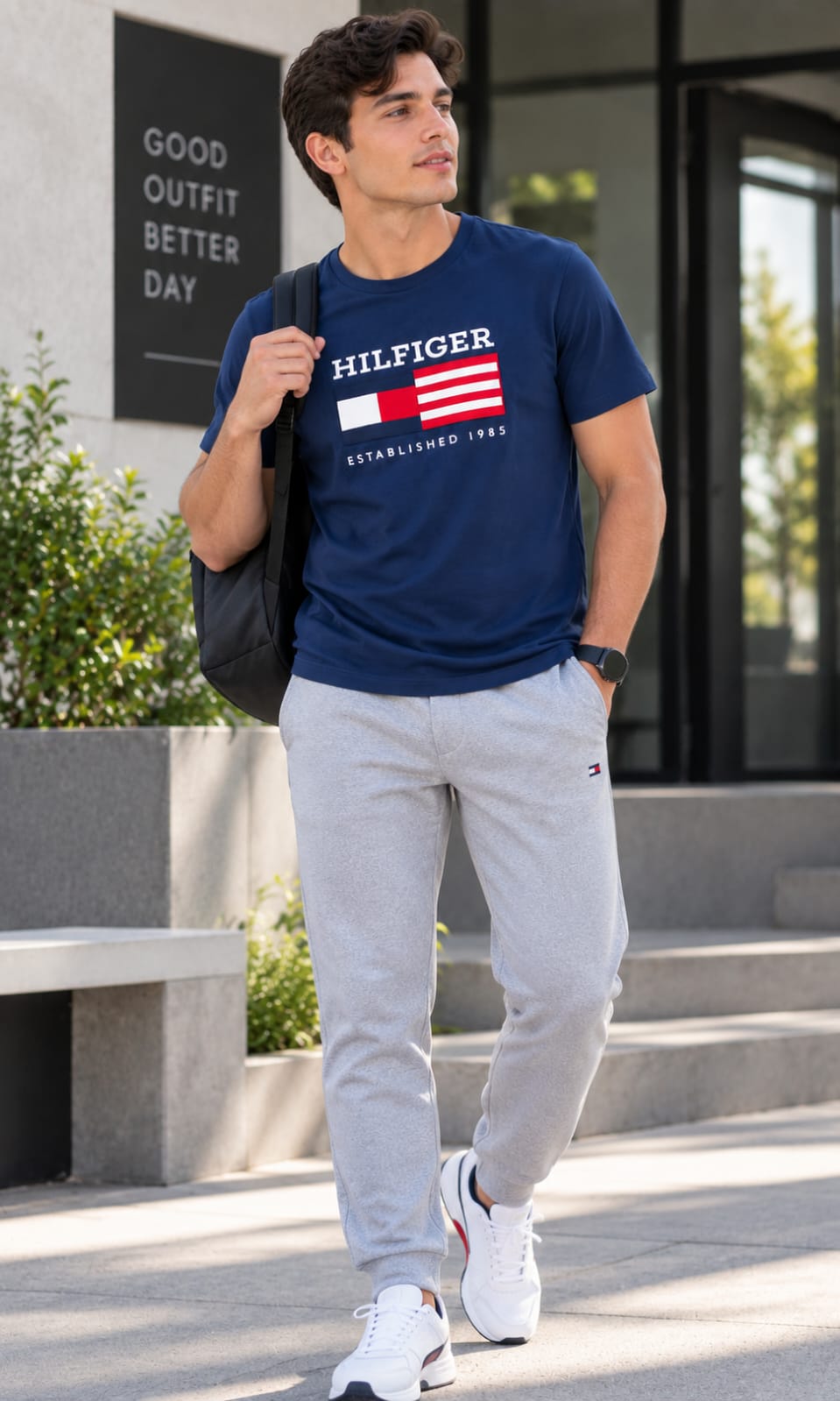 Playera para Hombre Azul Marino de Cuello Redondo Tommy Hilfiger