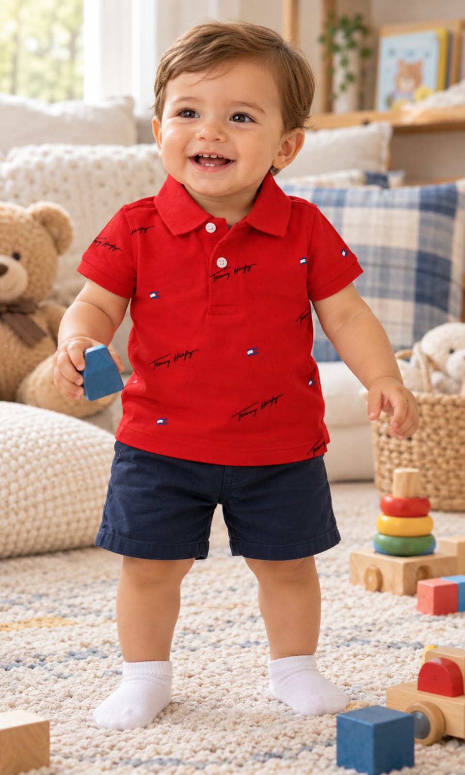 Playera de manga corta para bebé de 12 meses en rojo – Tommy Hilfiger