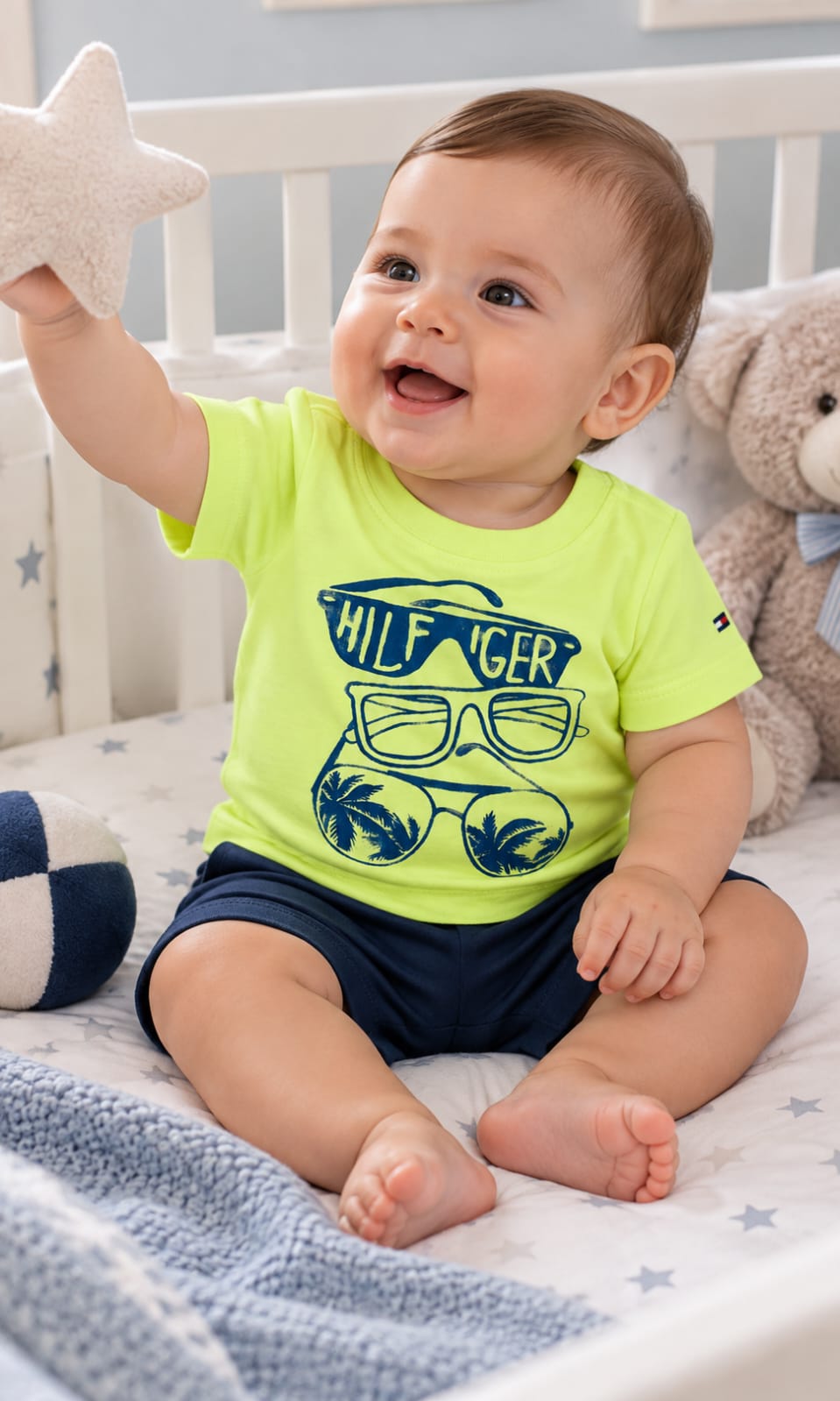 Playera Tommy Hilfiger de Manga Corta para Bebé 3 a 6 Meses Verde