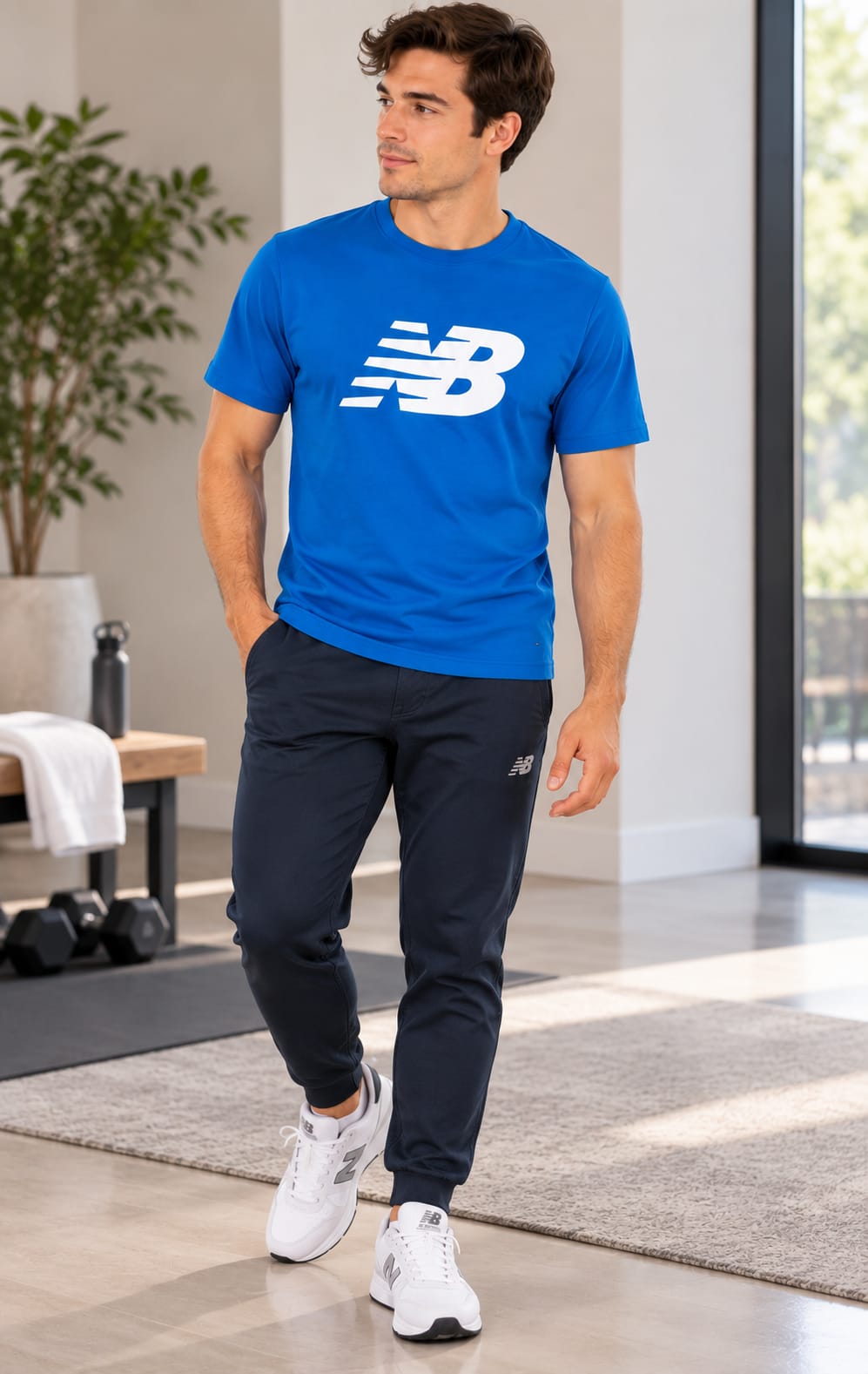 Playera New Balance para Hombre Azul de Manga Corta