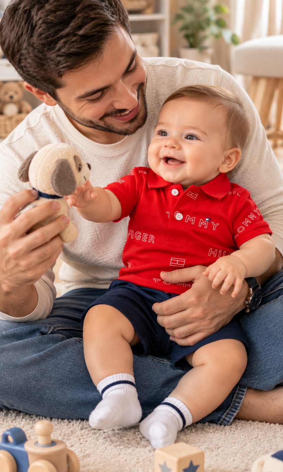 Playera Tommy Hilfiger para bebé 3-6 meses color rojo