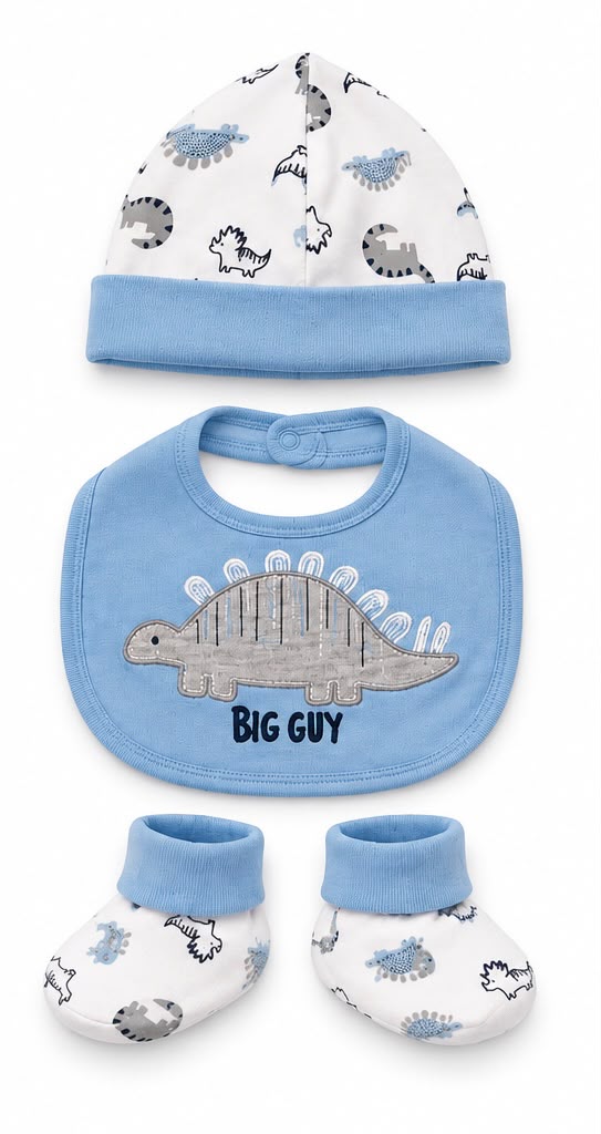 Conjunto de 7 piezas para bebé 6-9 meses azul claro, gris y blanco