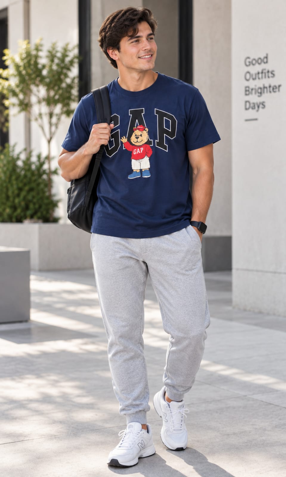 Playera GAP para Hombre Azul Marino con Oso