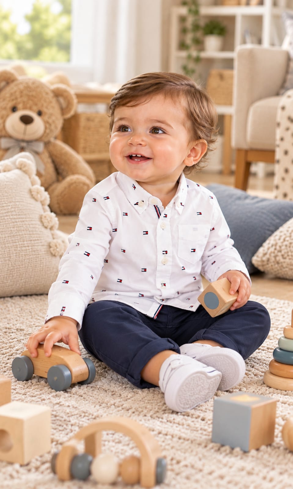 Camisa de manga larga para bebé de 12 meses en blanco – Tommy Hilfiger