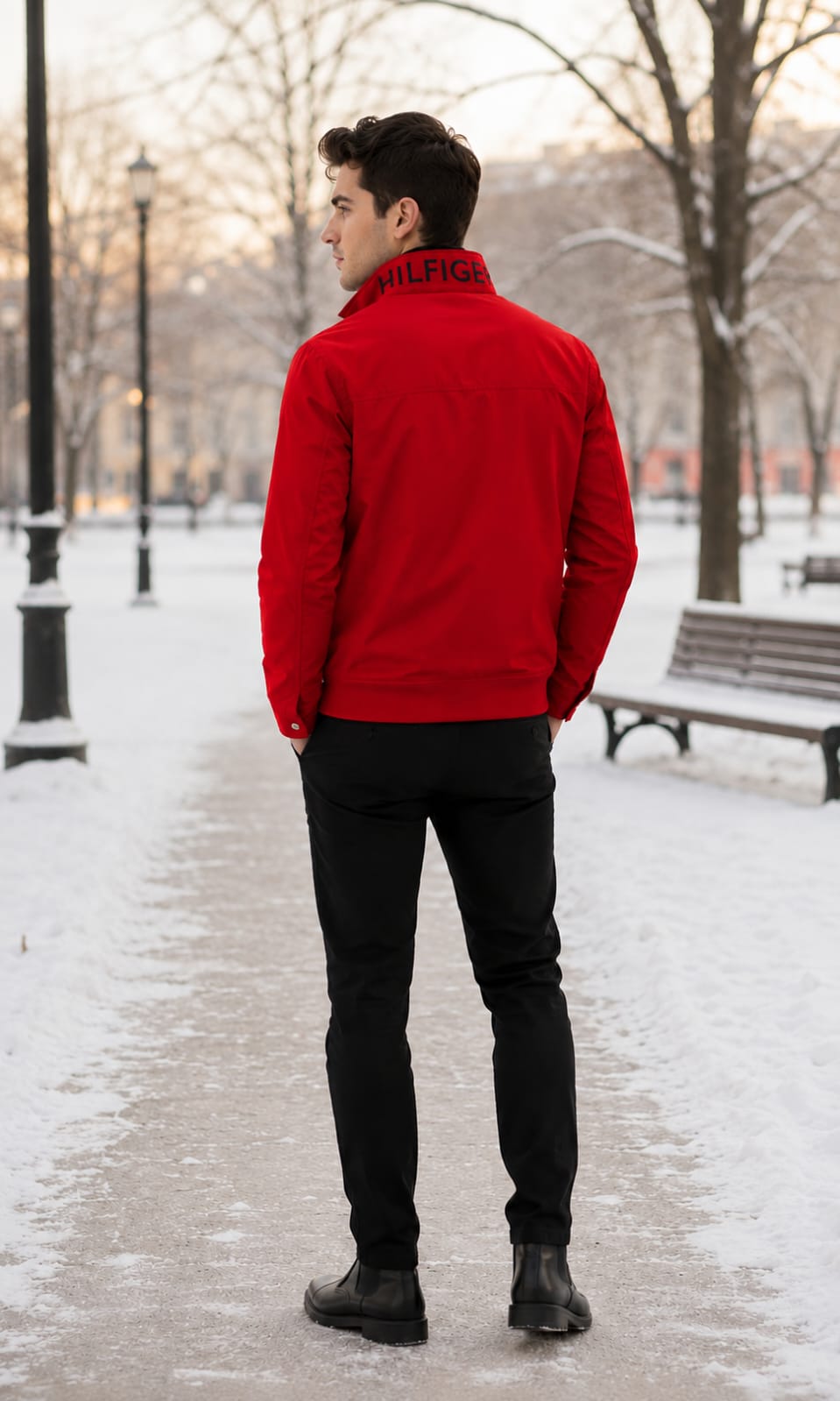 Chamarra Roja Para Caballero Tommy Hilfiger Con Gorro