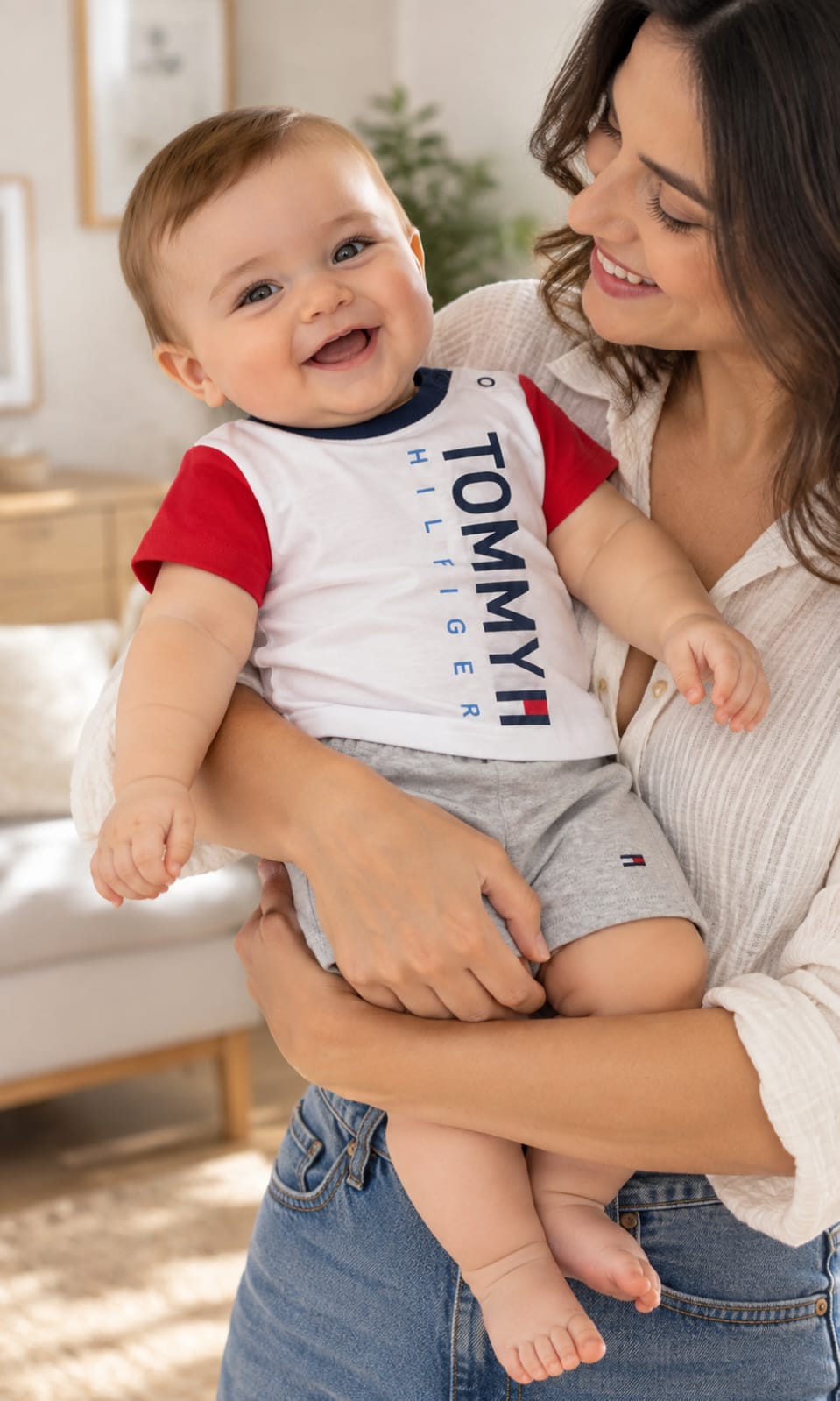 Conjunto Tommy Hilfiger de 3 piezas blanco, gris y azul marino