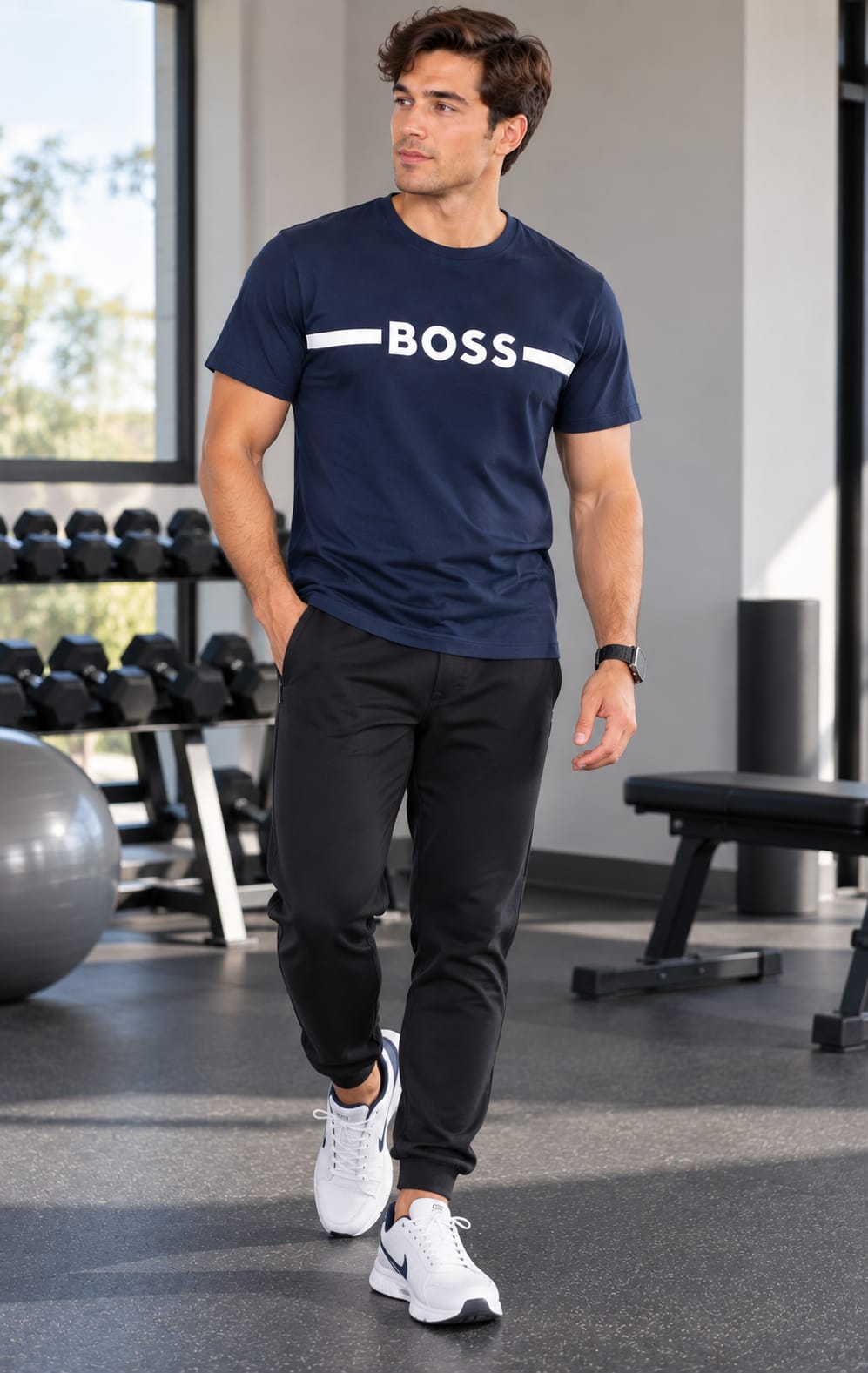 Playera BOSS para Hombre Azul Marino de Manga Corta