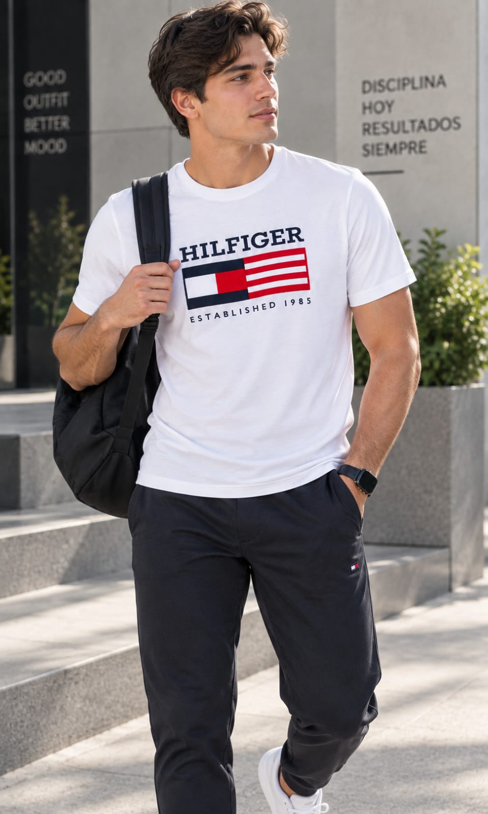 Playera para Hombre Blanca de Cuello Redondo Tommy Hilfiger