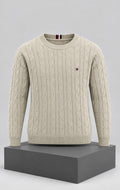 Suéter para Hombre Beige con Tejido Trenzado Tommy Hilfiger