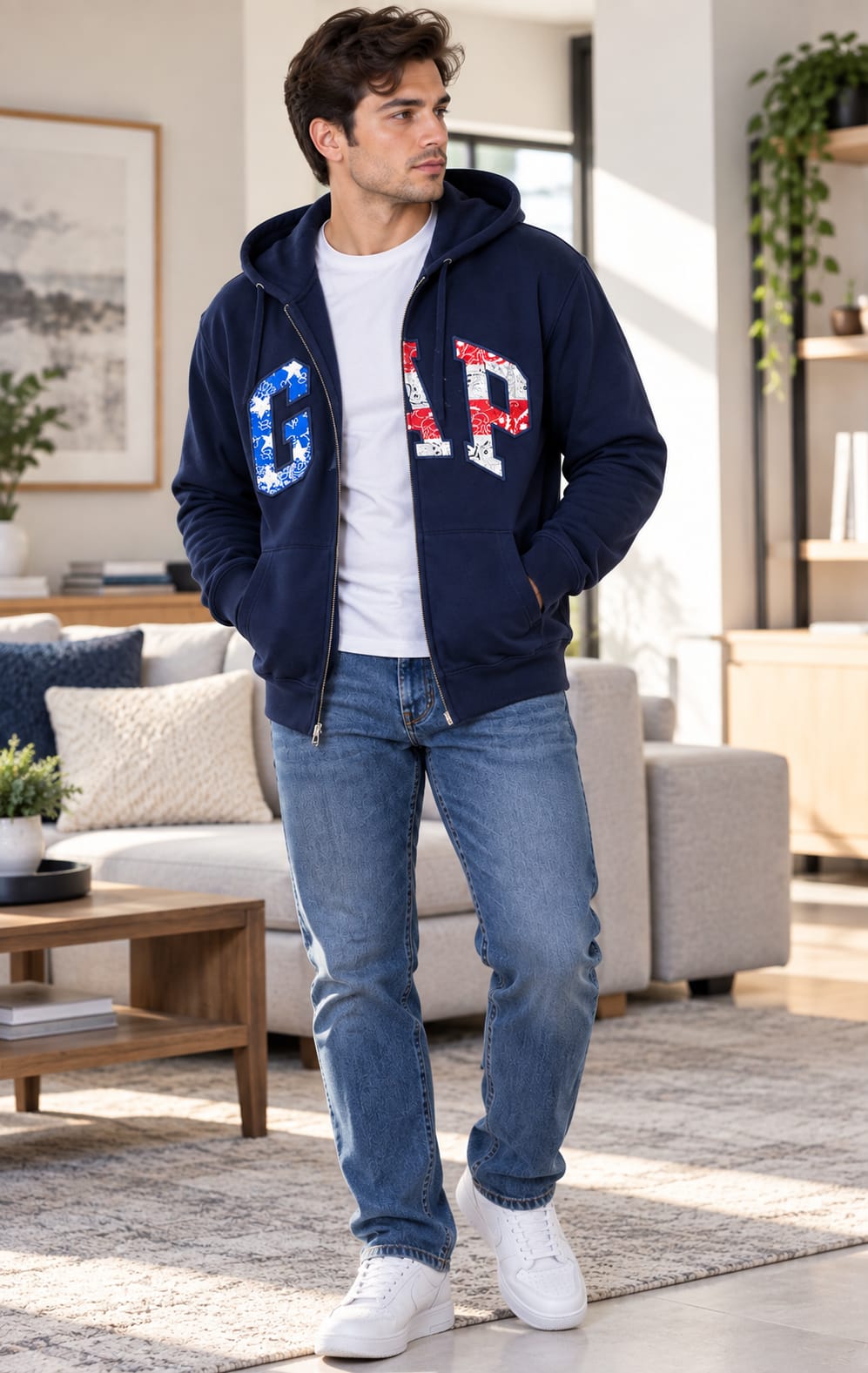 Sudadera GAP para Hombre Azul Marino con Capucha y Cierre