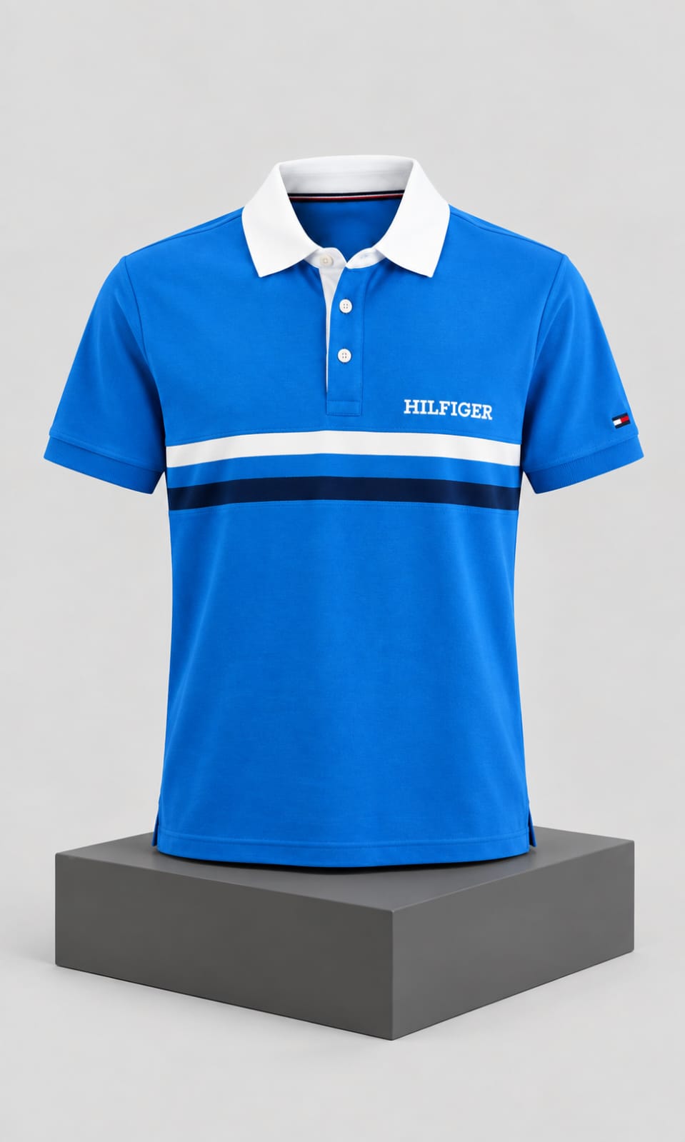 Playera para Hombre Azul Rey con Franjas Blancas y Azul Marino Tommy Hilfiger