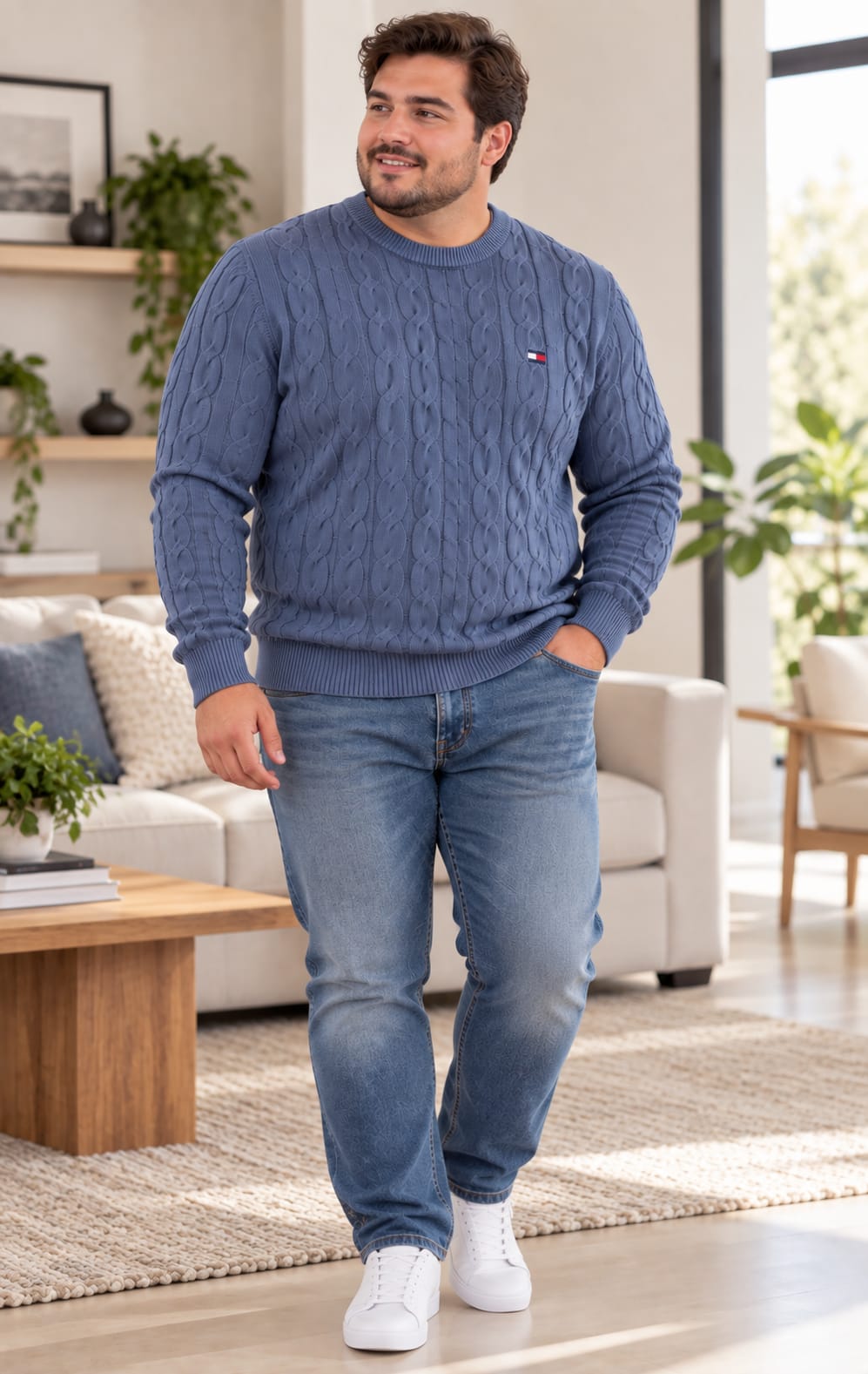Suéter para Hombre Azul con Cuello Redondo Tommy Hilfiger