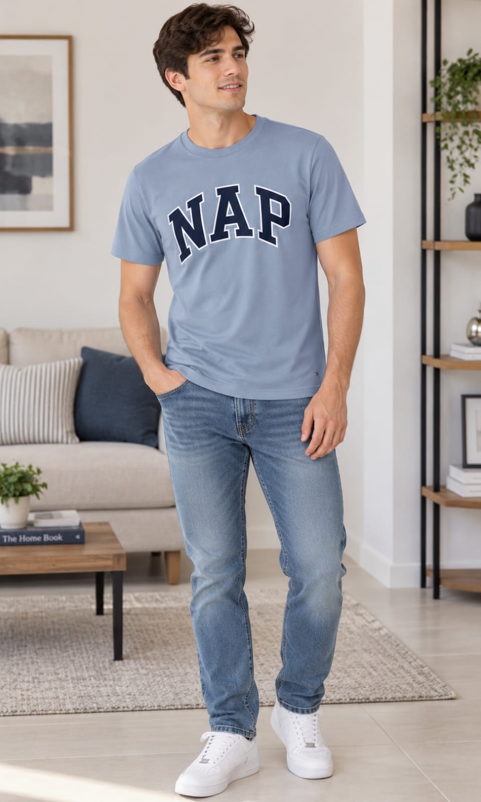 Playera GAP para Hombre Azul Claro VintageSoft con Logo NAP