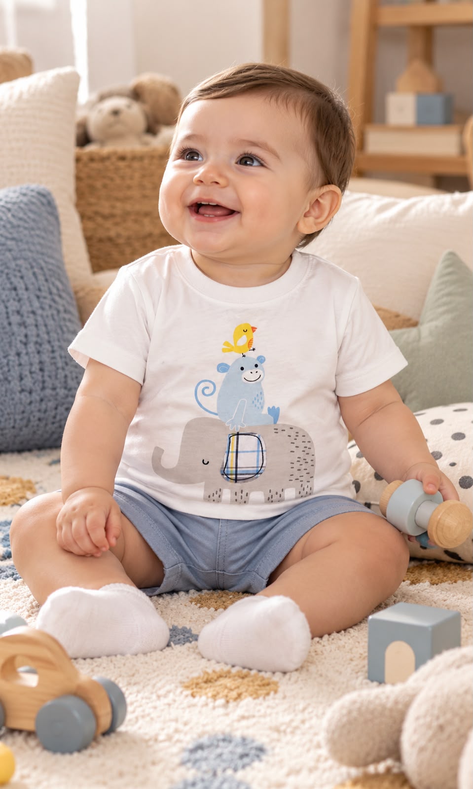 Playera First Impressions de manga corta para bebé 6-9 meses blanca