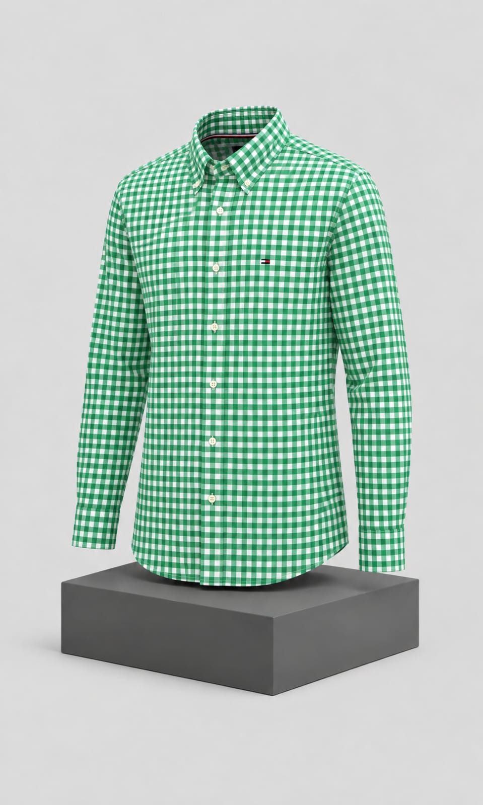 Camisa de Hombre Manga Larga a Cuadros Verde y Blanco Tommy Hilfiger