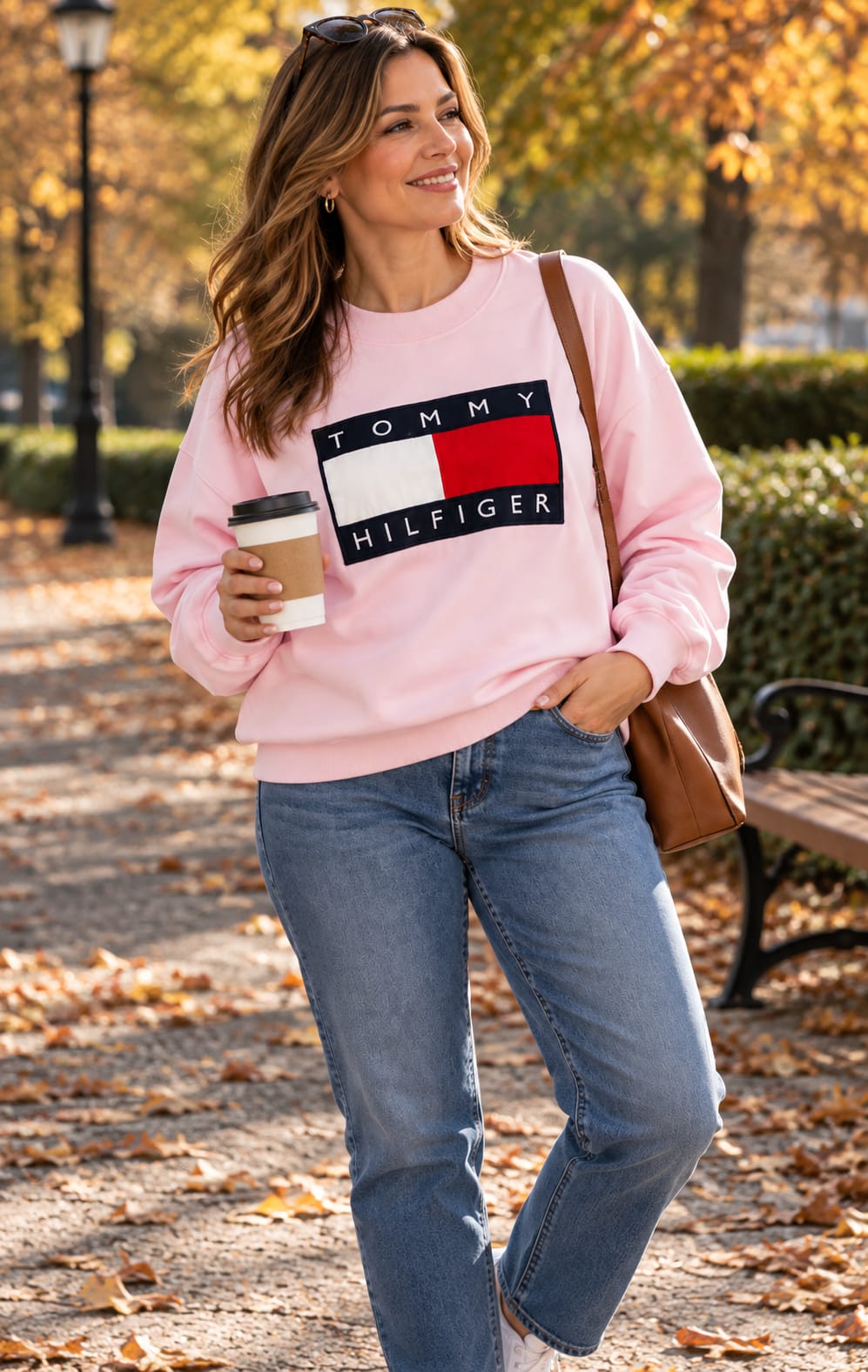 Sudadera para Mujer Rosa con Diseño Frontal y Cuello Redondo Tommy Hilfiger