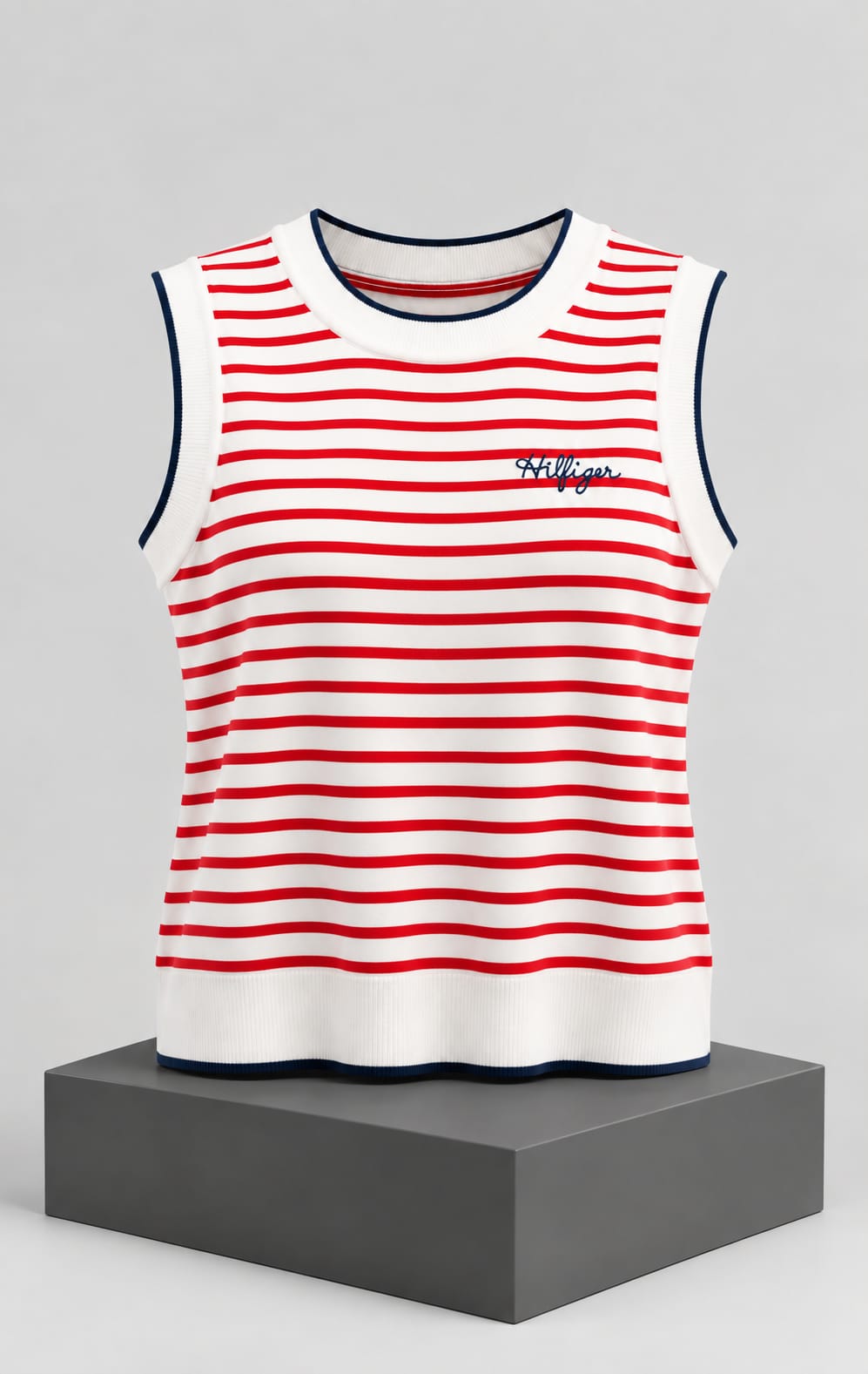 Blusa para Mujer Blanca a Rayas Rojas Sin Mangas Tommy Hilfiger