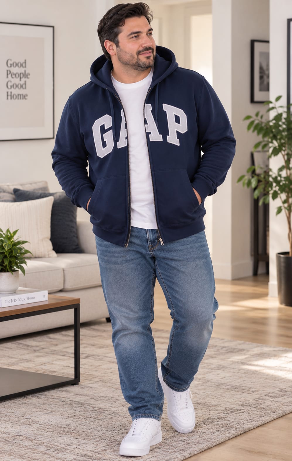Sudadera GAP para Hombre Azul Marino con Capucha y Cierre Frontal