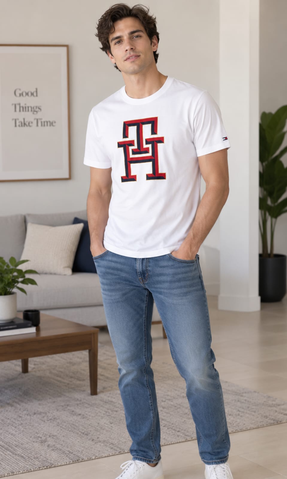 Playera para Hombre Blanca Cuello Redondo Tommy Hilfiger