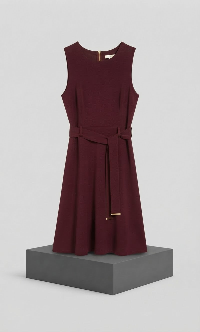 Vestido Calvin Klein para Mujer Color Vino con Cinturón