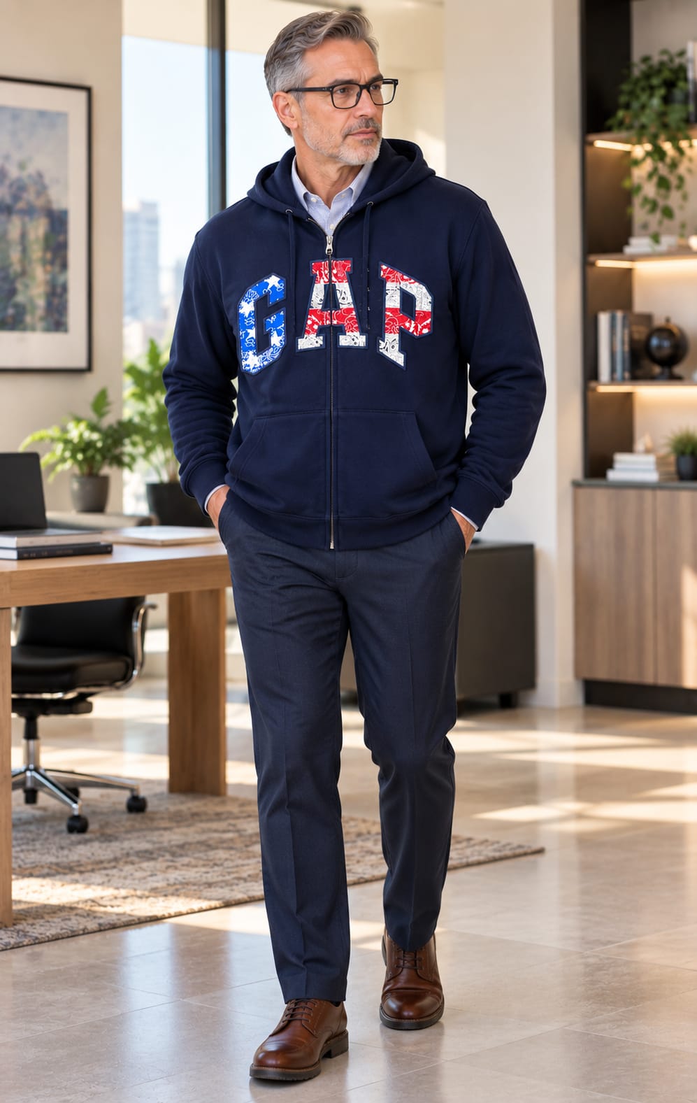 Sudadera GAP para Hombre Azul Marino con Capucha y Cierre