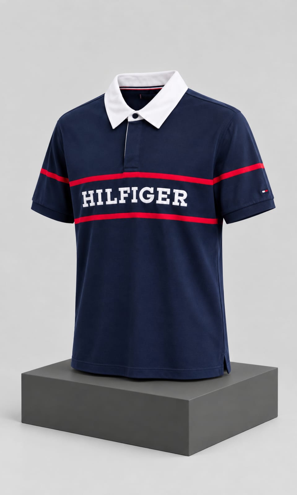 Playera para Hombre Azul Marino con Cuello Blanco Tommy Hilfiger