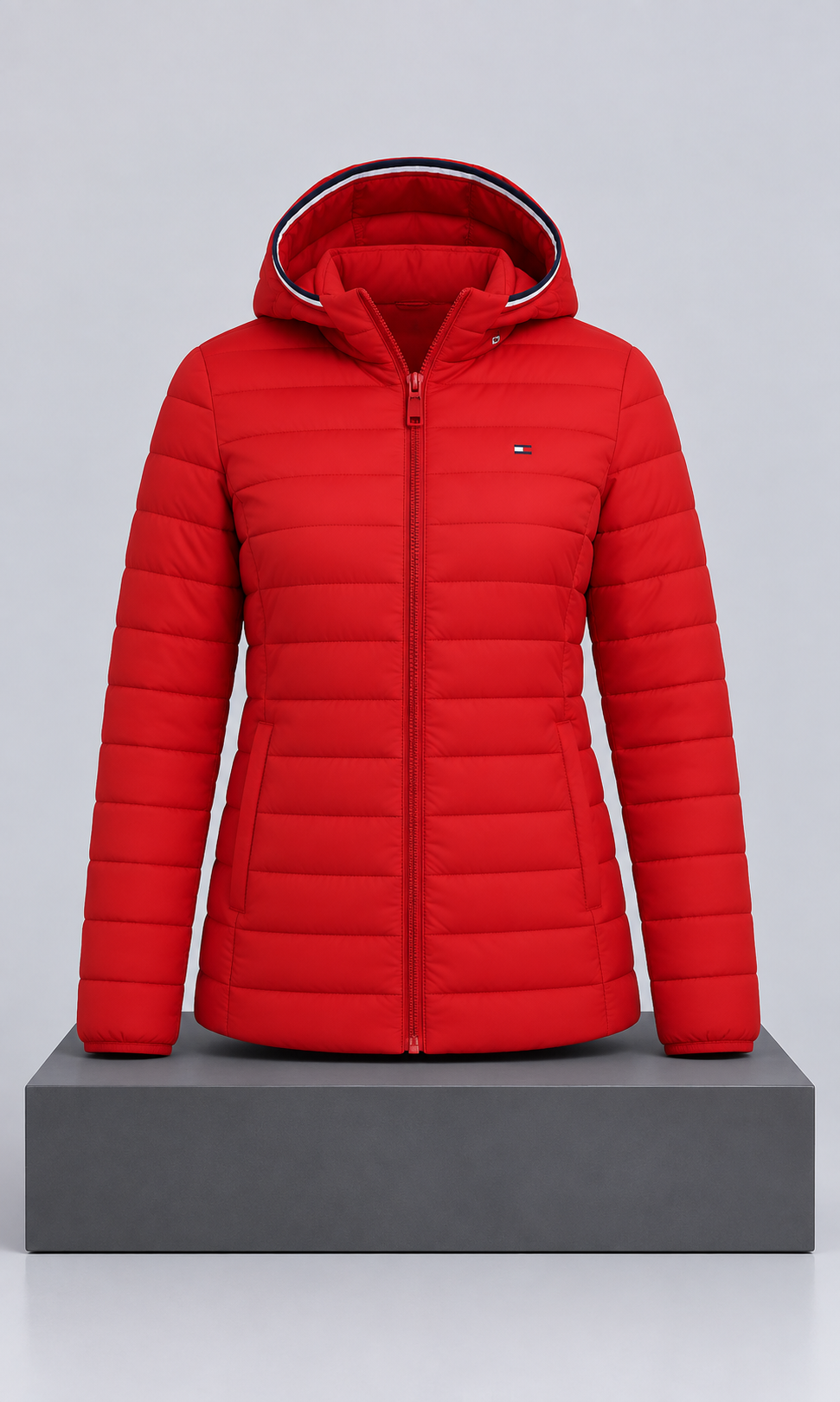Chamarra Tommy Hilfiger para Mujer Roja con Gorro
