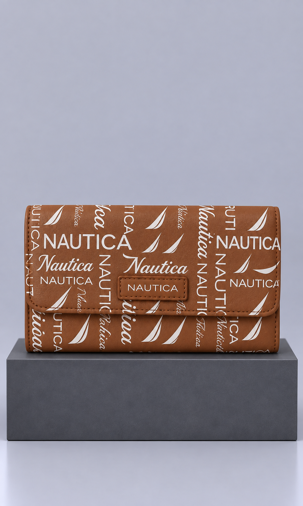 Cartera Náutica para Dama Color Caqui con Letras Blancas