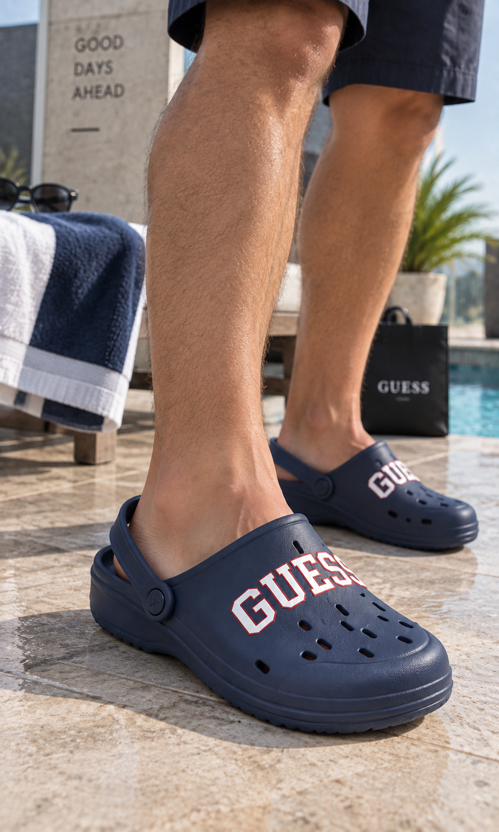 Sandalias Zueco Guess Azul Marino