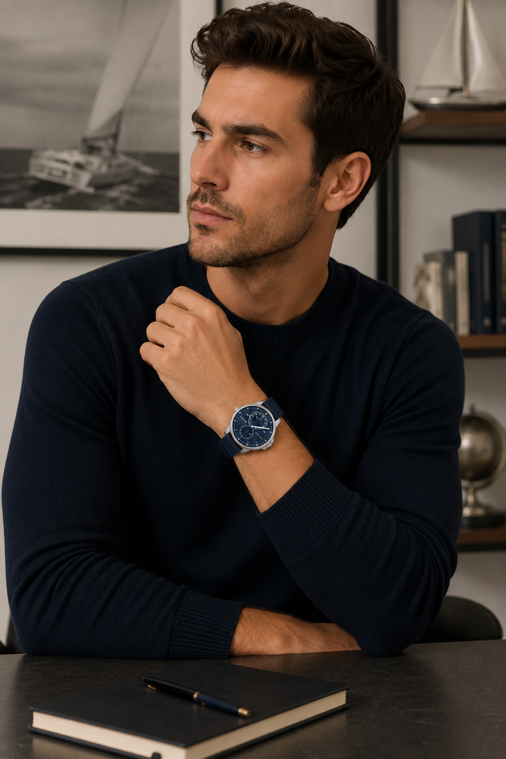 Reloj para Hombre Modelo 1791627 Azul Marino y Plateado 45 mm
