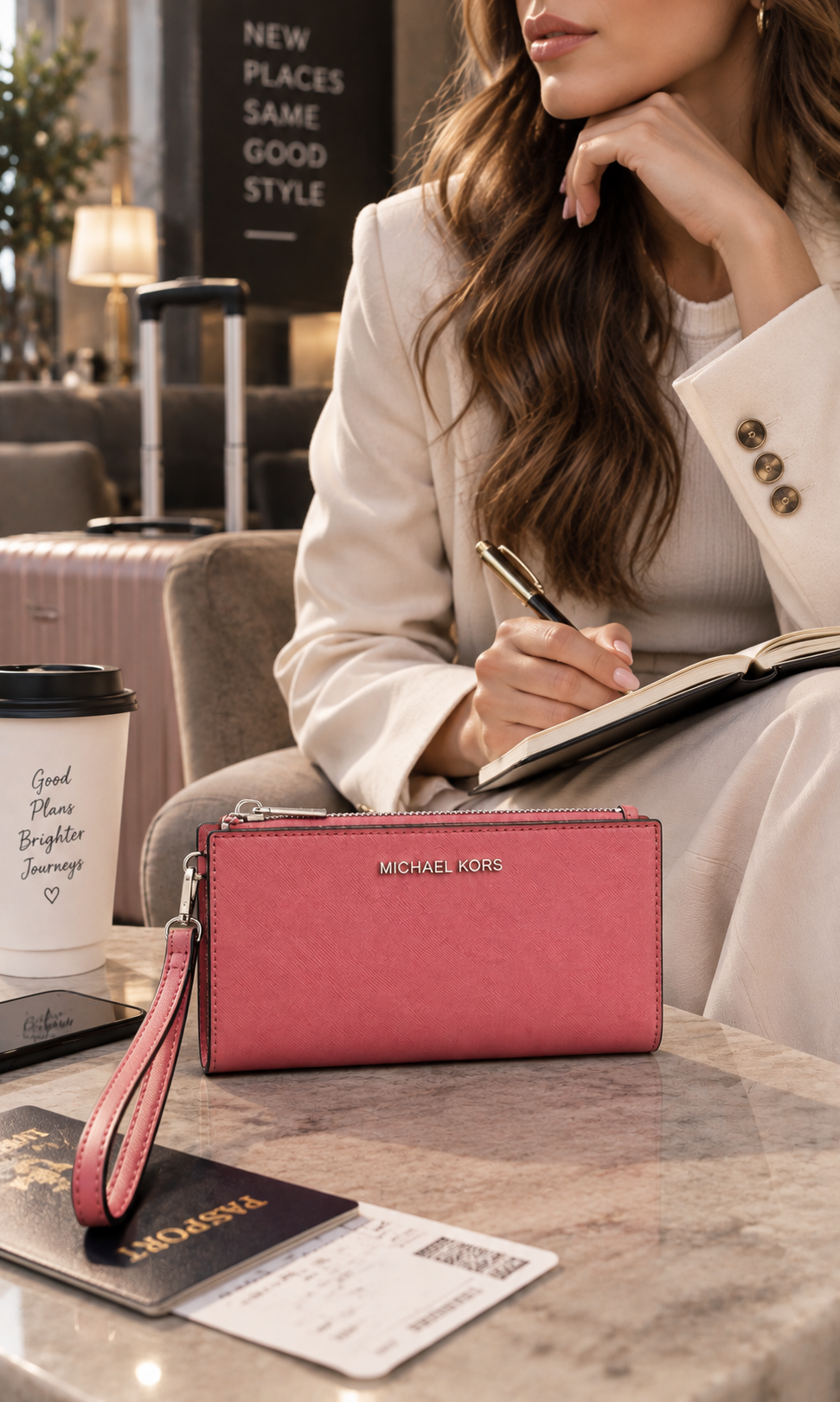 Cartera Michael Kors Jet Set Travel Coral para Mujer