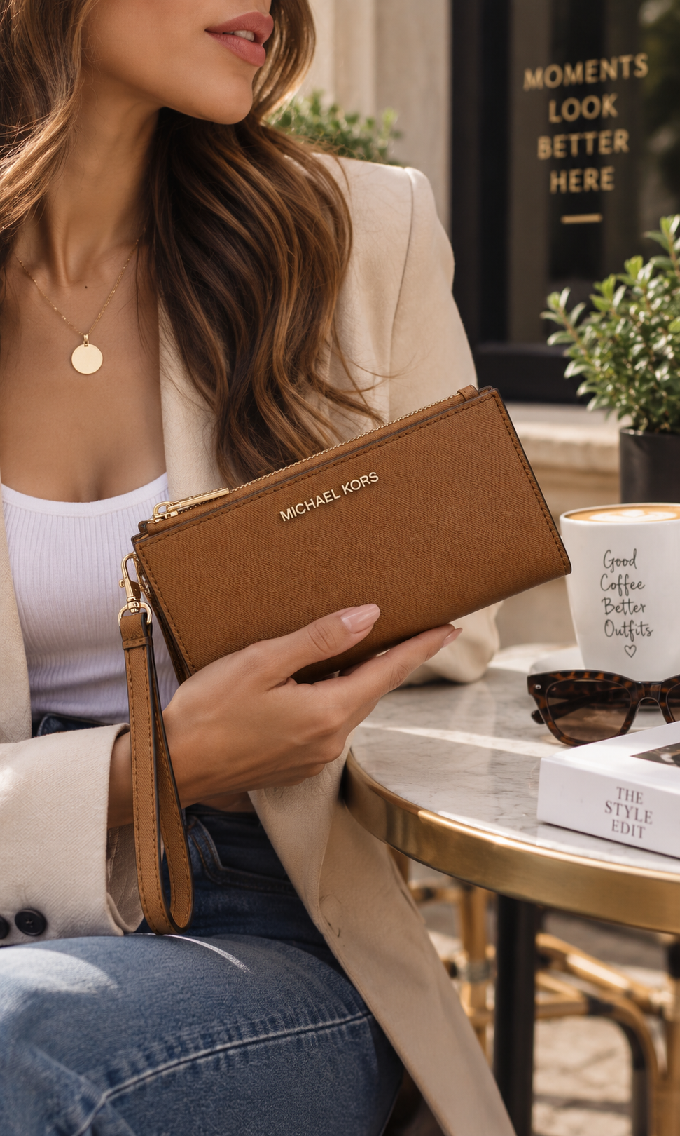 Cartera Michael Kors Jet Set Travel Marrón Claro para Mujer