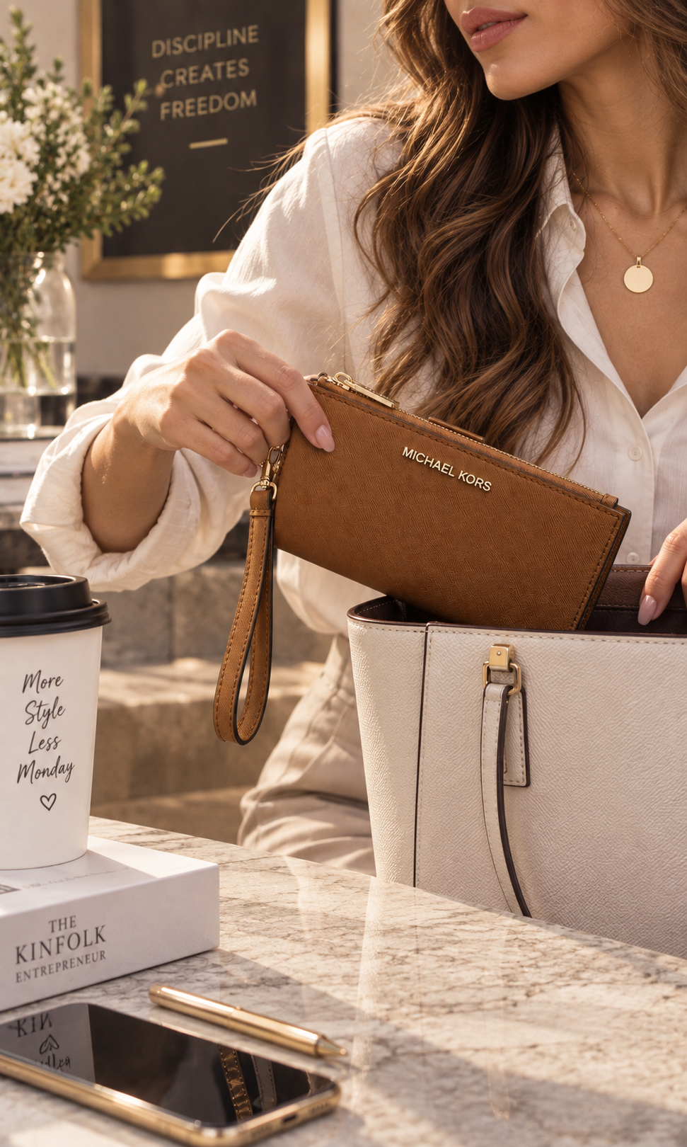 Cartera Michael Kors Jet Set Travel Marrón Claro para Mujer