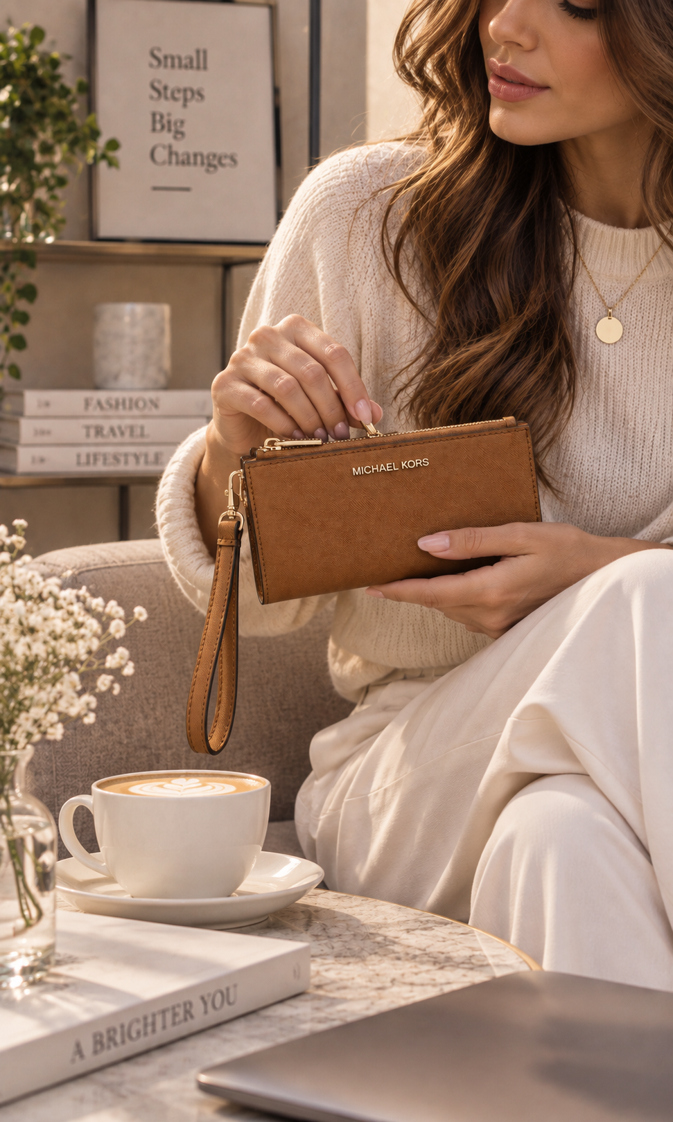 Cartera Michael Kors Jet Set Travel Marrón Claro para Mujer