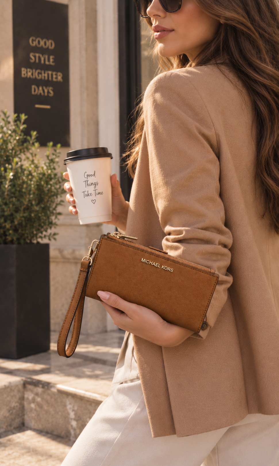 Cartera Michael Kors Jet Set Travel Marrón Claro para Mujer