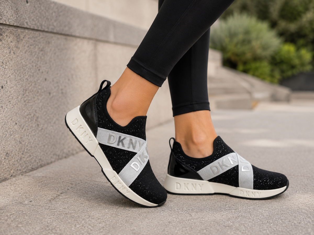 Tenis DKNY Maddie Stretch Black Glitter para Dama y Niña