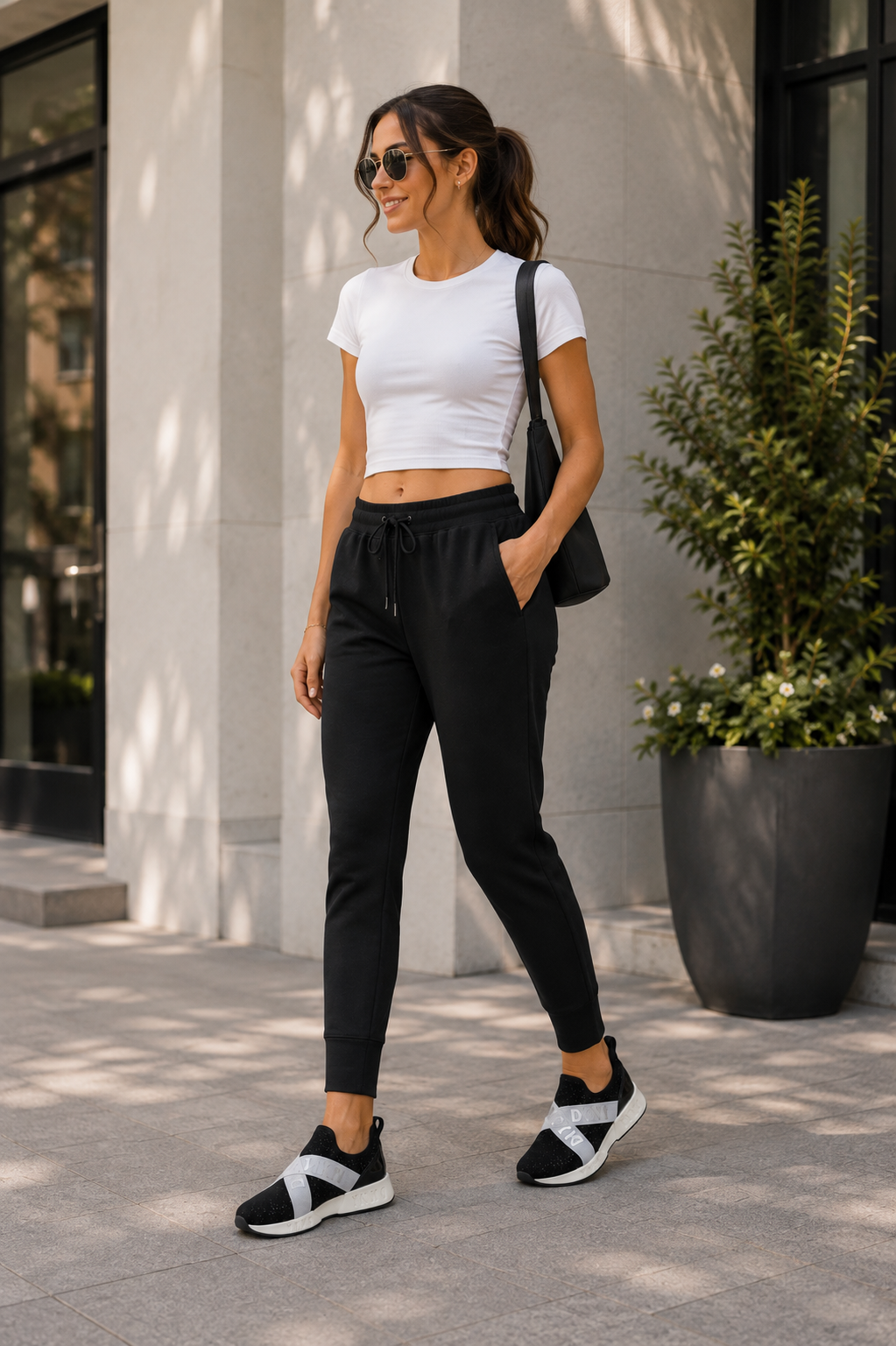 Tenis DKNY Maddie Stretch Black Glitter para Dama y Niña