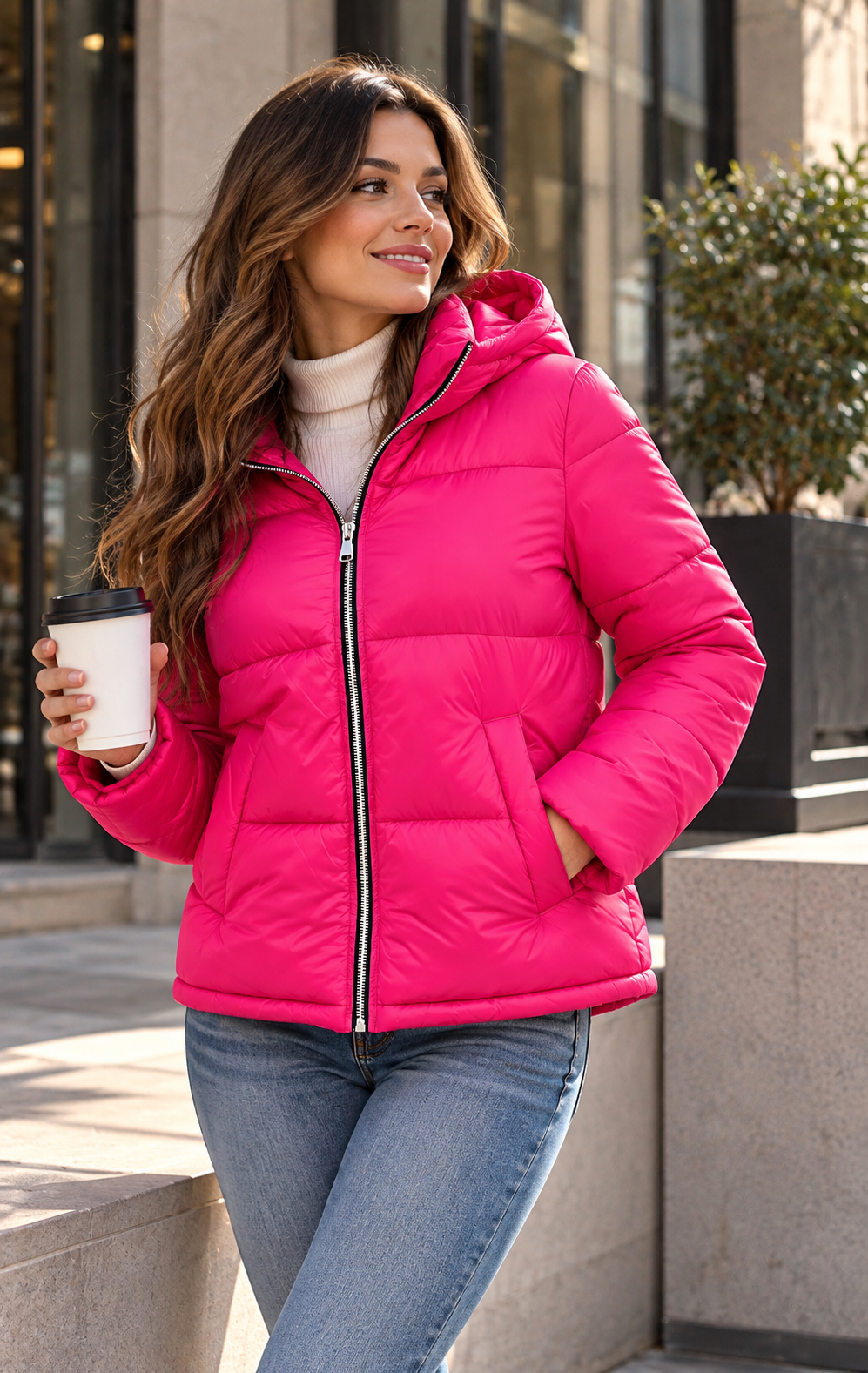 Chamarra Guess Rosa Chicle para Mujer