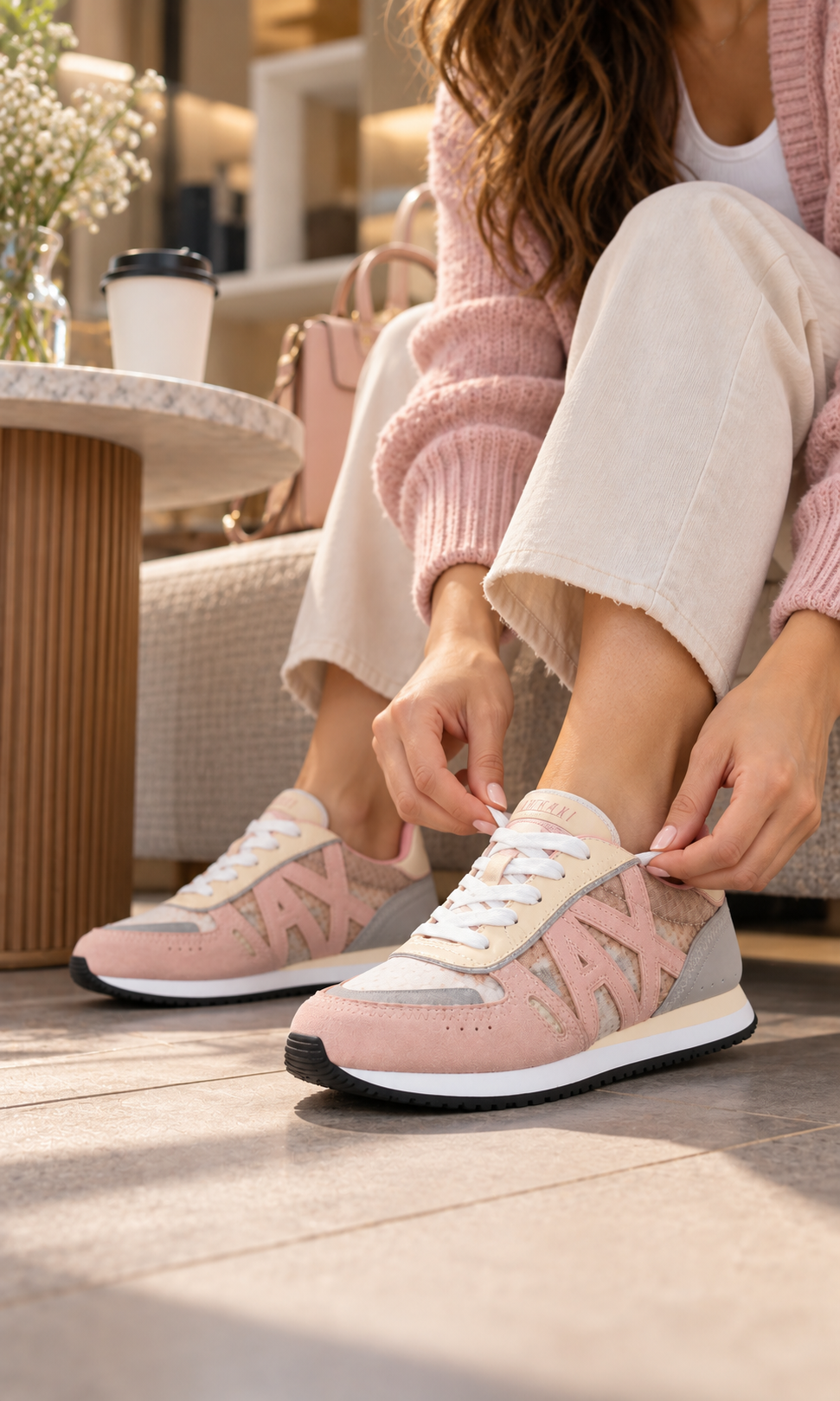 Tenis Armani Exchange XDX089 para Dama Rosa