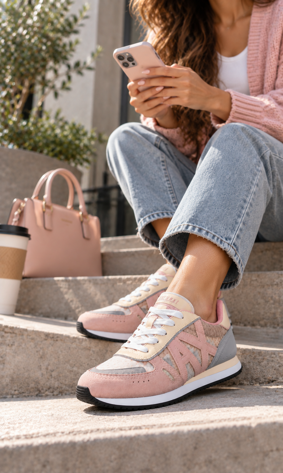Tenis Armani Exchange XDX089 para Dama Rosa
