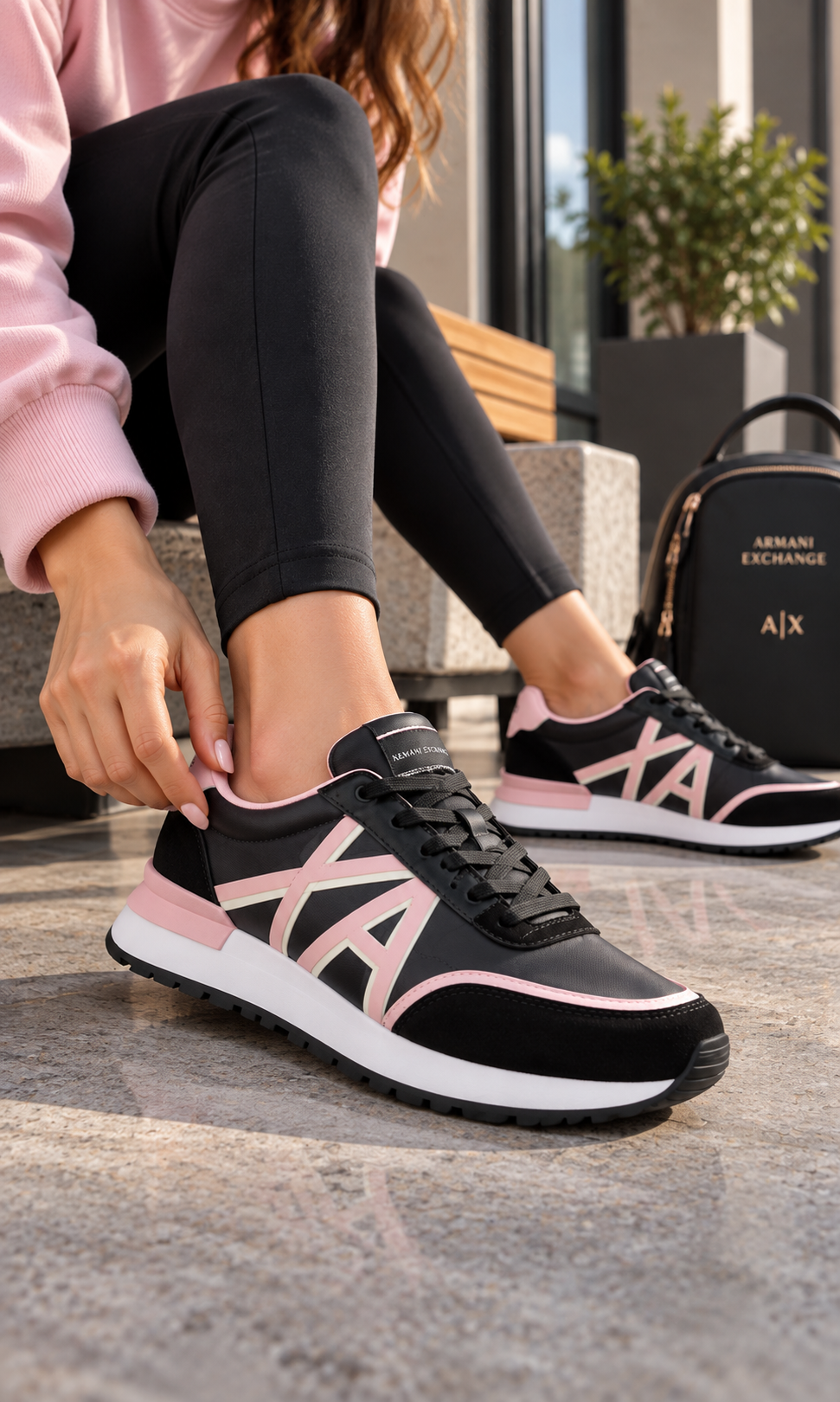 Tenis Armani Exchange XDX109 Negro y Rosa